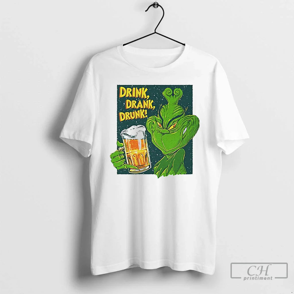 Classic Grinch Drink Drank Drunk Beer White T Shirts