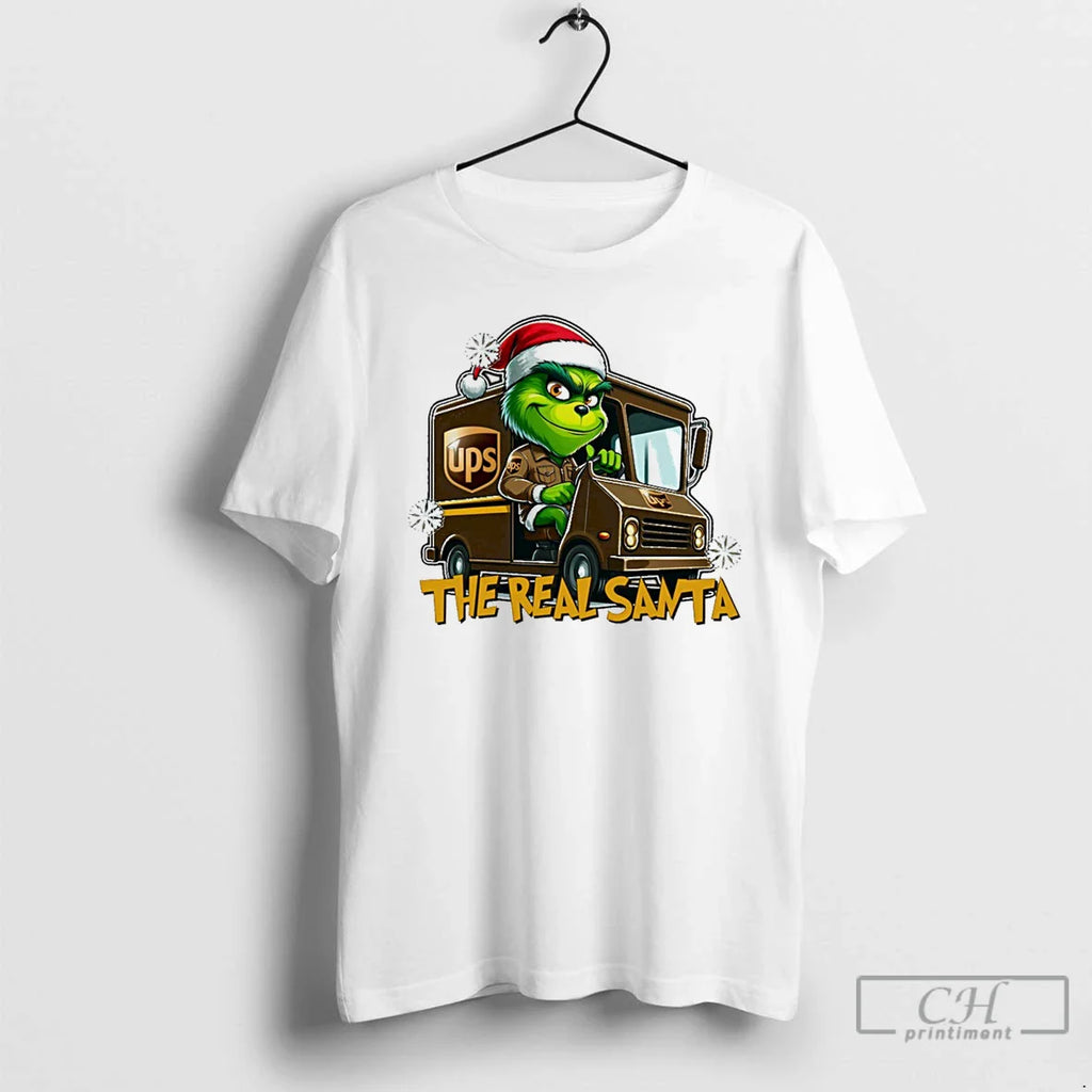 Classic Grinch The Real Santa Ups White T Shirts