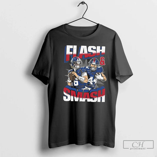 Classic Jaxson Dart And Cam Skattebo Flash And Smash New York Giants 2025 T Shirts