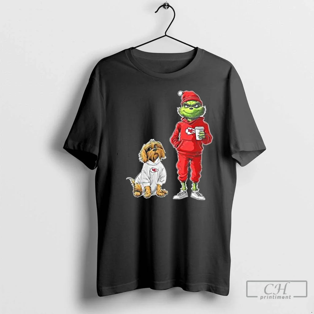 Classic Kansas City Chiefs Grinch And Dog Christmas Football 2025 T Shirts