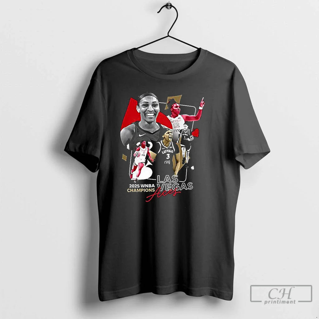 Classic Las Vegas Aces Aja Wilson 2025 Wnba Champions Signature T Shirts