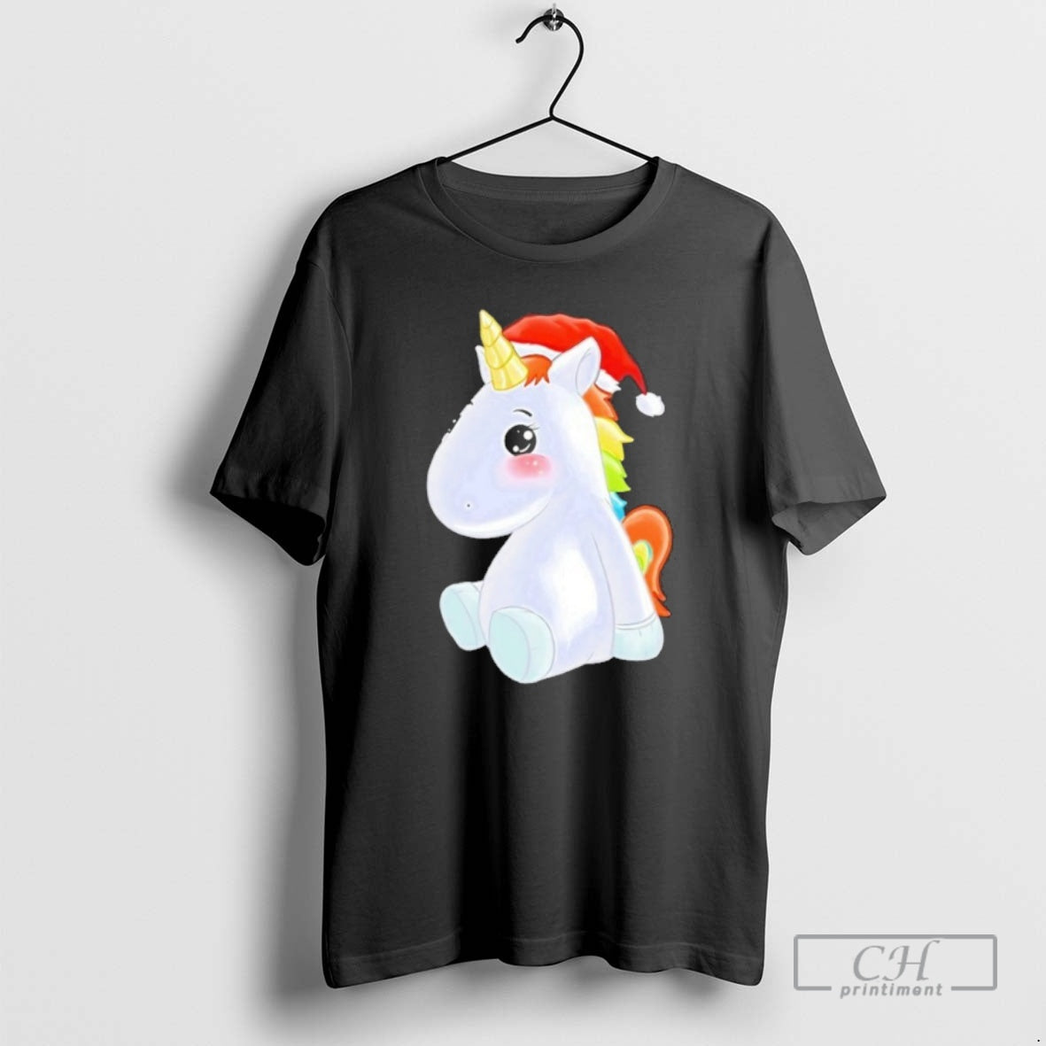 Classic Rainbow Unicorn Santa Hat Christmas Cute Shirt Sweater