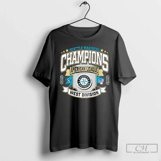 Classic Seattle Mariners 2025 Al West Division Champions Vintage T Shirts