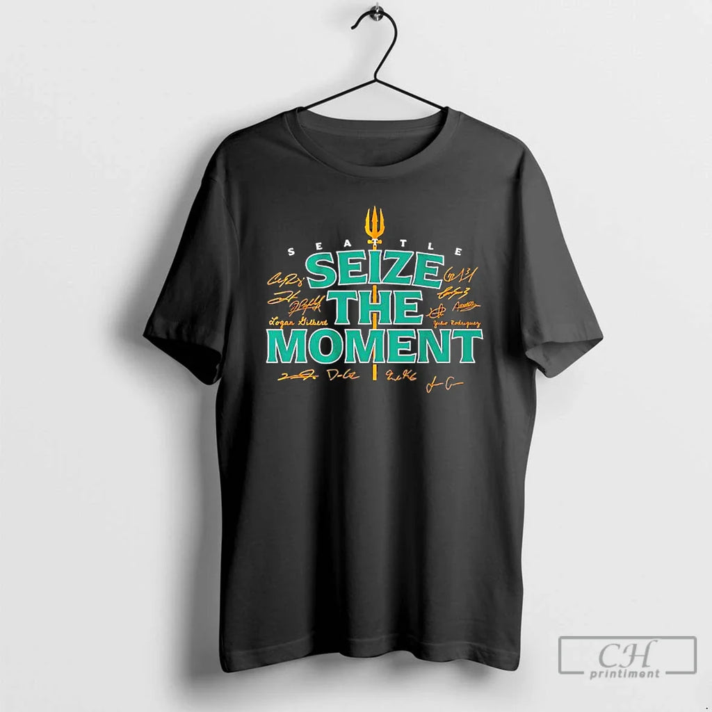 Classic Seattle Mariners Baseball Seize The Moment All Signatures T Shirts