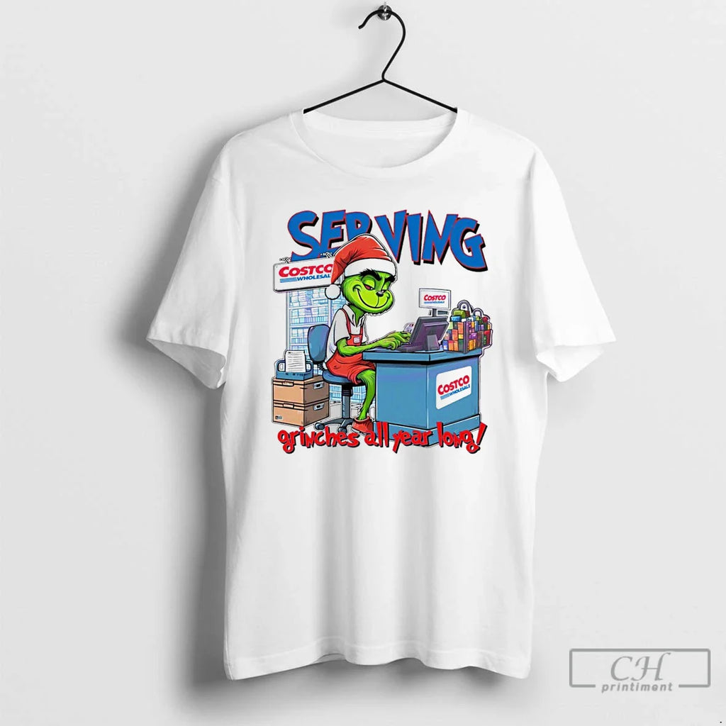 Classic Serving Grinches All Year Long Christmas Grinch White T Shirts