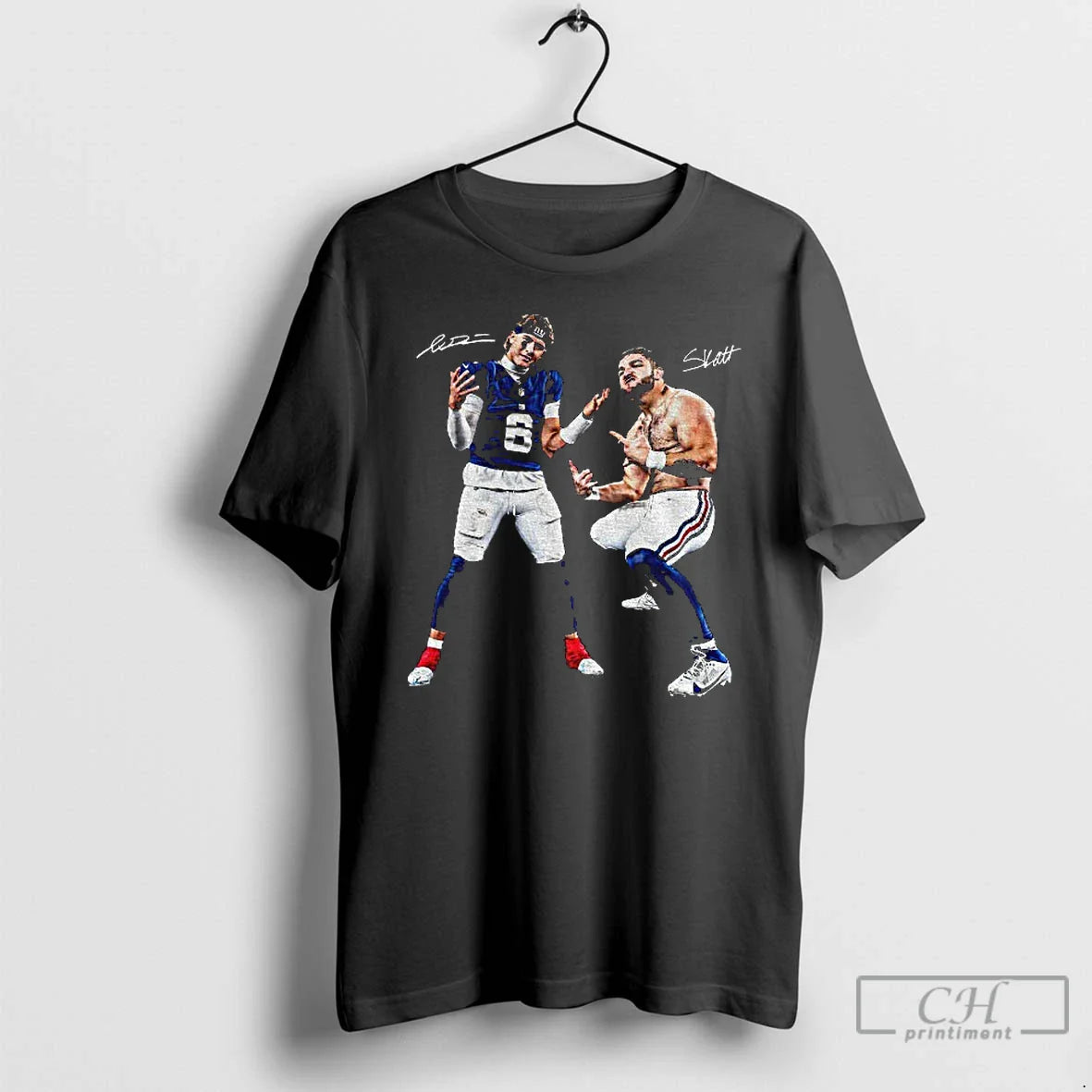 Classic Stream Giants Jaxson Dart Cam Skattebo Celebration Pose Ny Giants Signature T Shirts