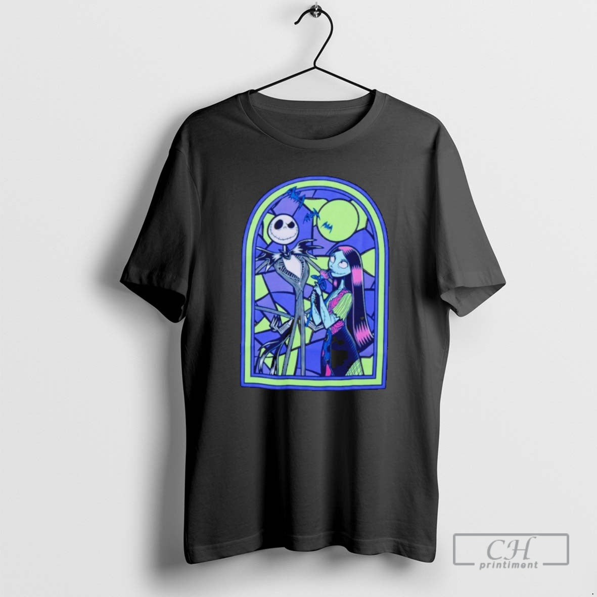 Classic The Nightmare Before Christmas Jack Sally Stained Glass Shirt Sweater