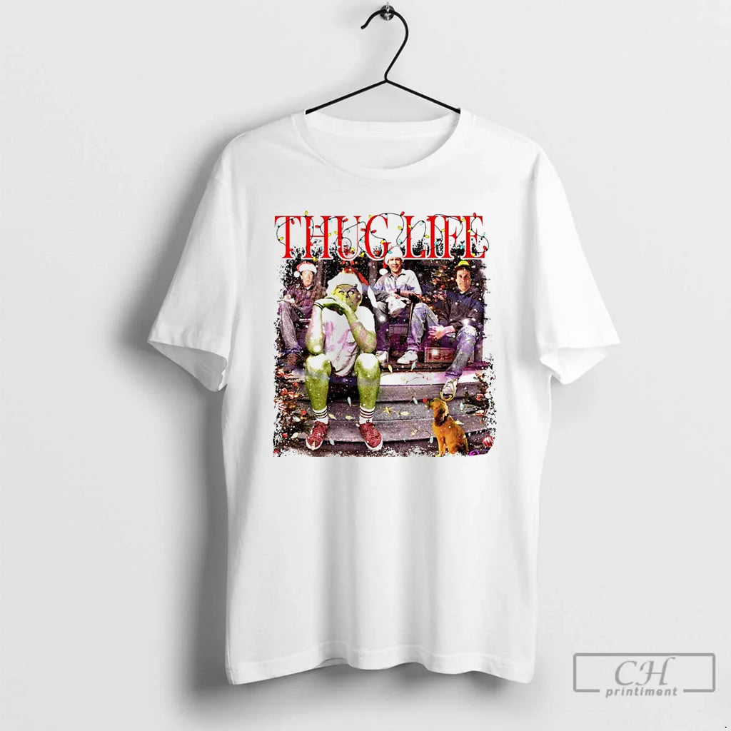 Classic Thug Life Christmas Grinch Friends Movie Christmas Light White T Shirts