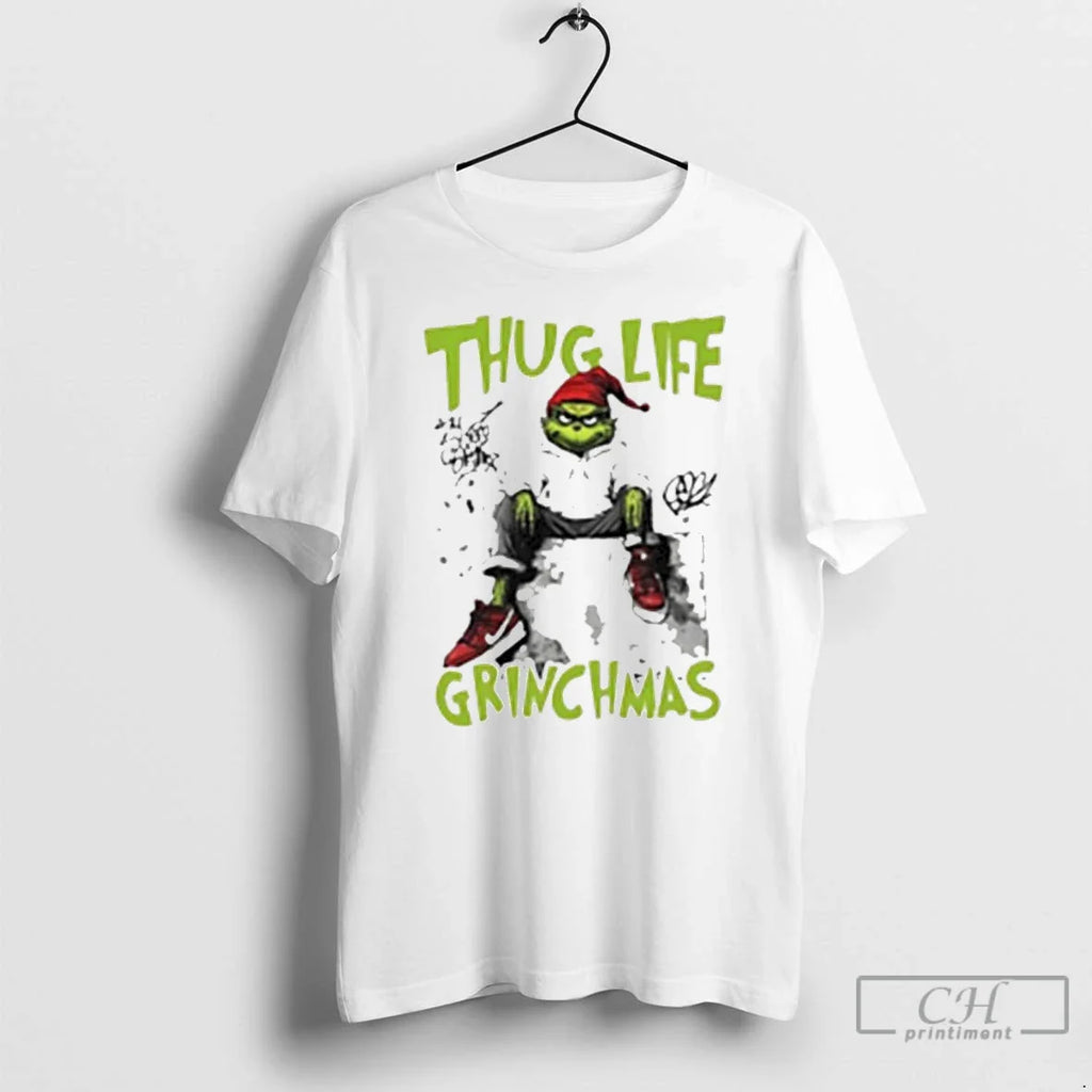 Classic Thug Life Grinch Christmas Friends White T Shirts