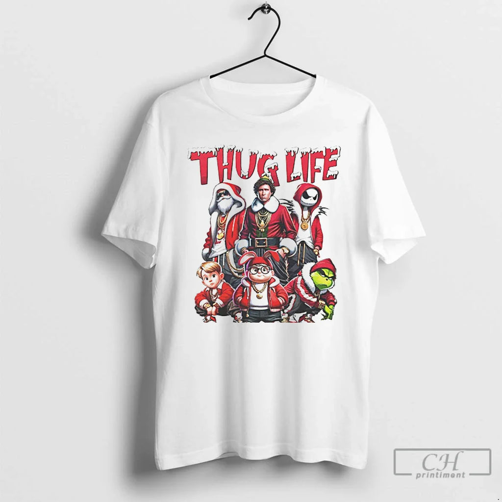 Classic Thug Life Santa Grinch Friends Christmas Vintage White T Shirts