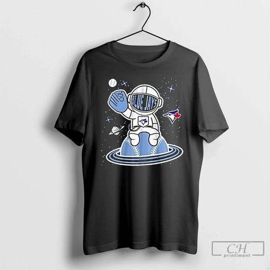 Classic Toronto Blue Jays Boys Blue Space Ball Long Sleve T Shirts