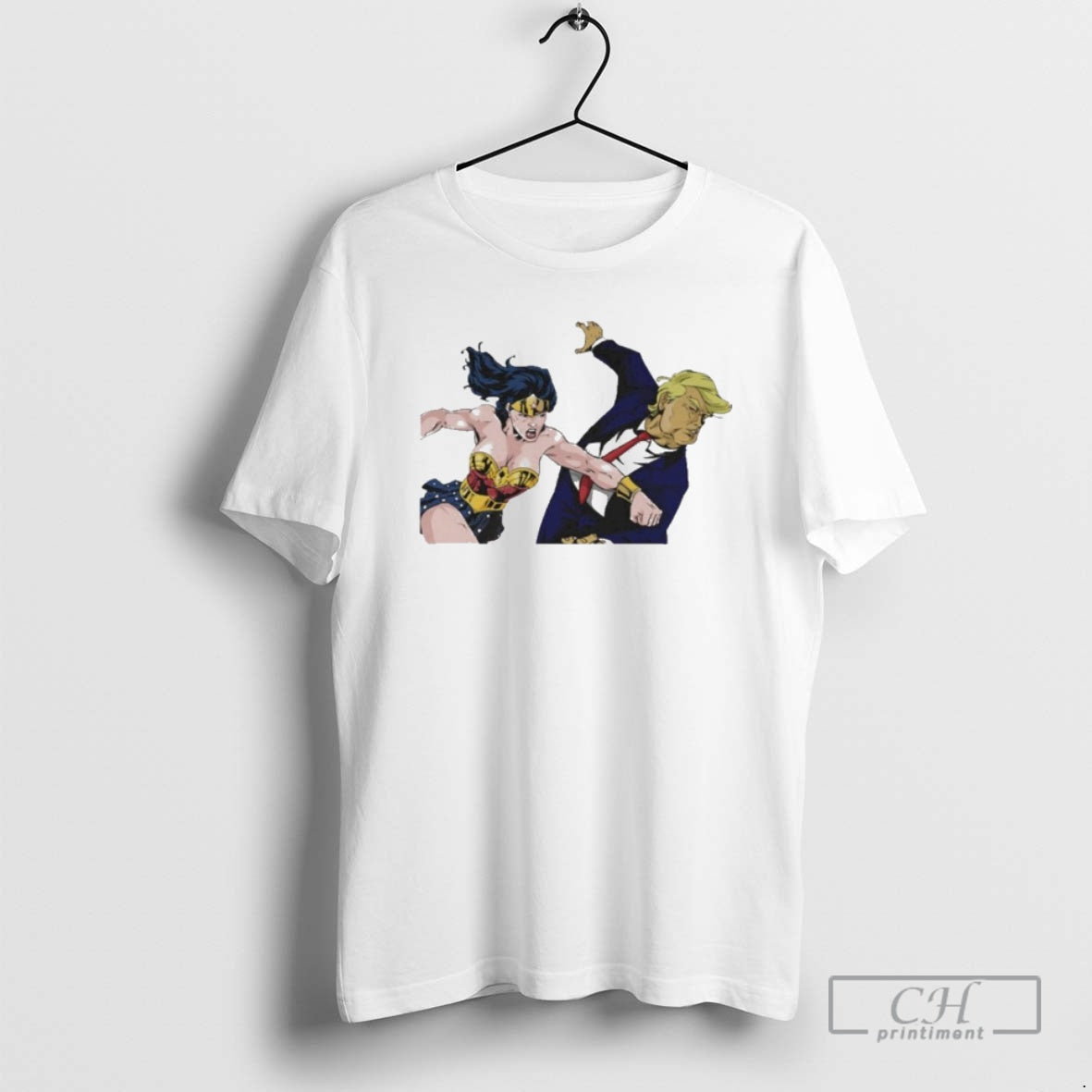 Classic Wonder Woman Punching Donald Trump Face Shirt Sweater