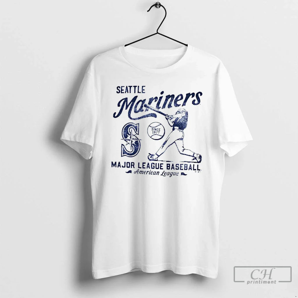 Classic Ztuho6ci Seattle Mariners Since 1977 Major League Baseball American League Mens White Tee