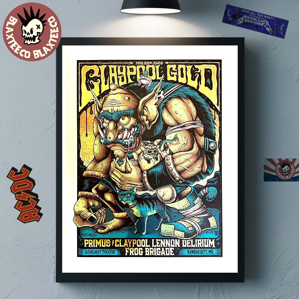 Claypool Gold Primus Claypool Lennon Delirium And Frog Brigade Kansas City MO 2026 Show Poster At Starlight Theatre On May 28 2026 Poster Canvas