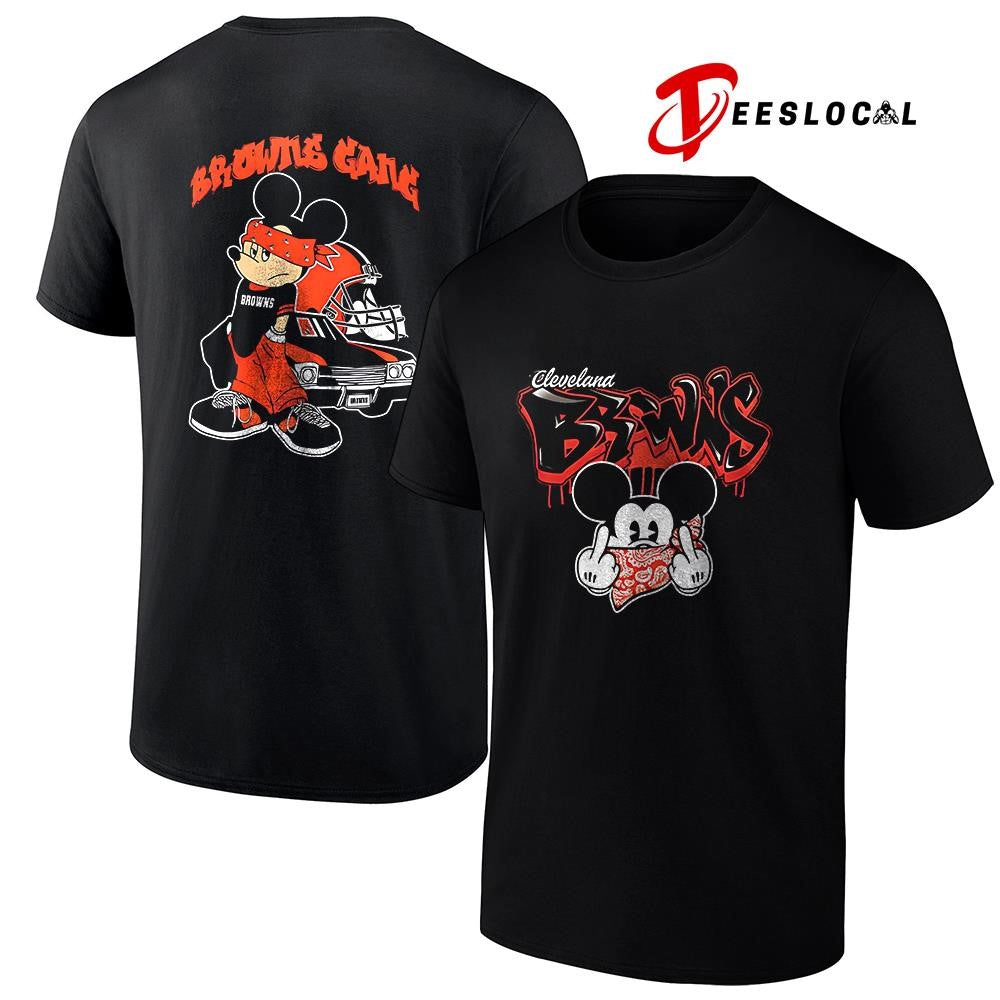Cleveland Browns x Gangsta Mickey Mouse middle finger shirt