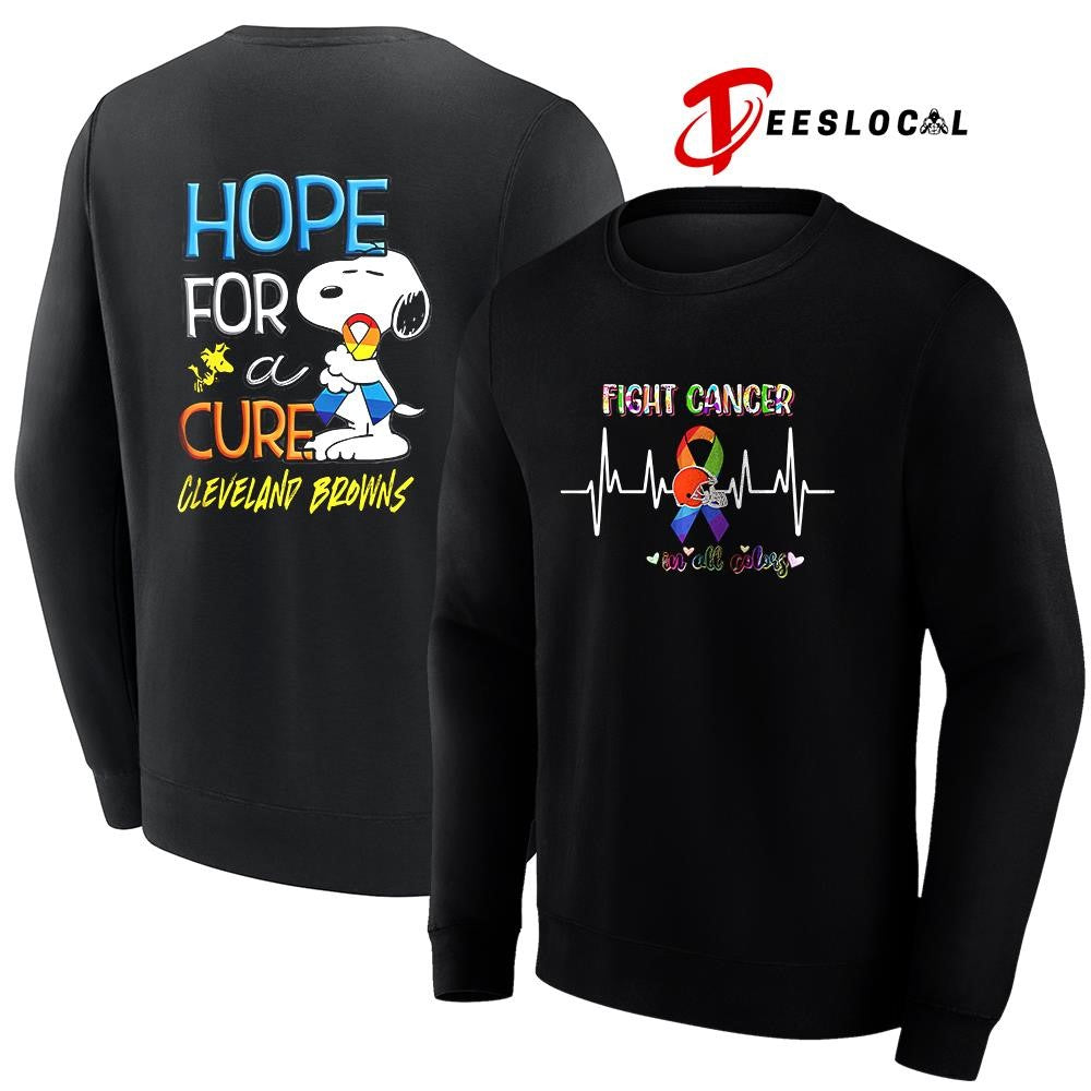 Cleveland Browns x Peanuts Snoopy fight cancer in all colors hope for a cure shirt