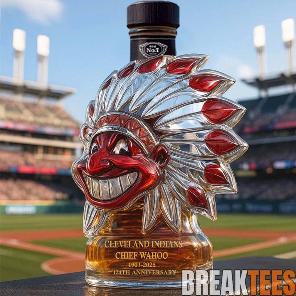 Cleveland Indians Chief Wahoo 124th Anniversary Whiskey Bottle