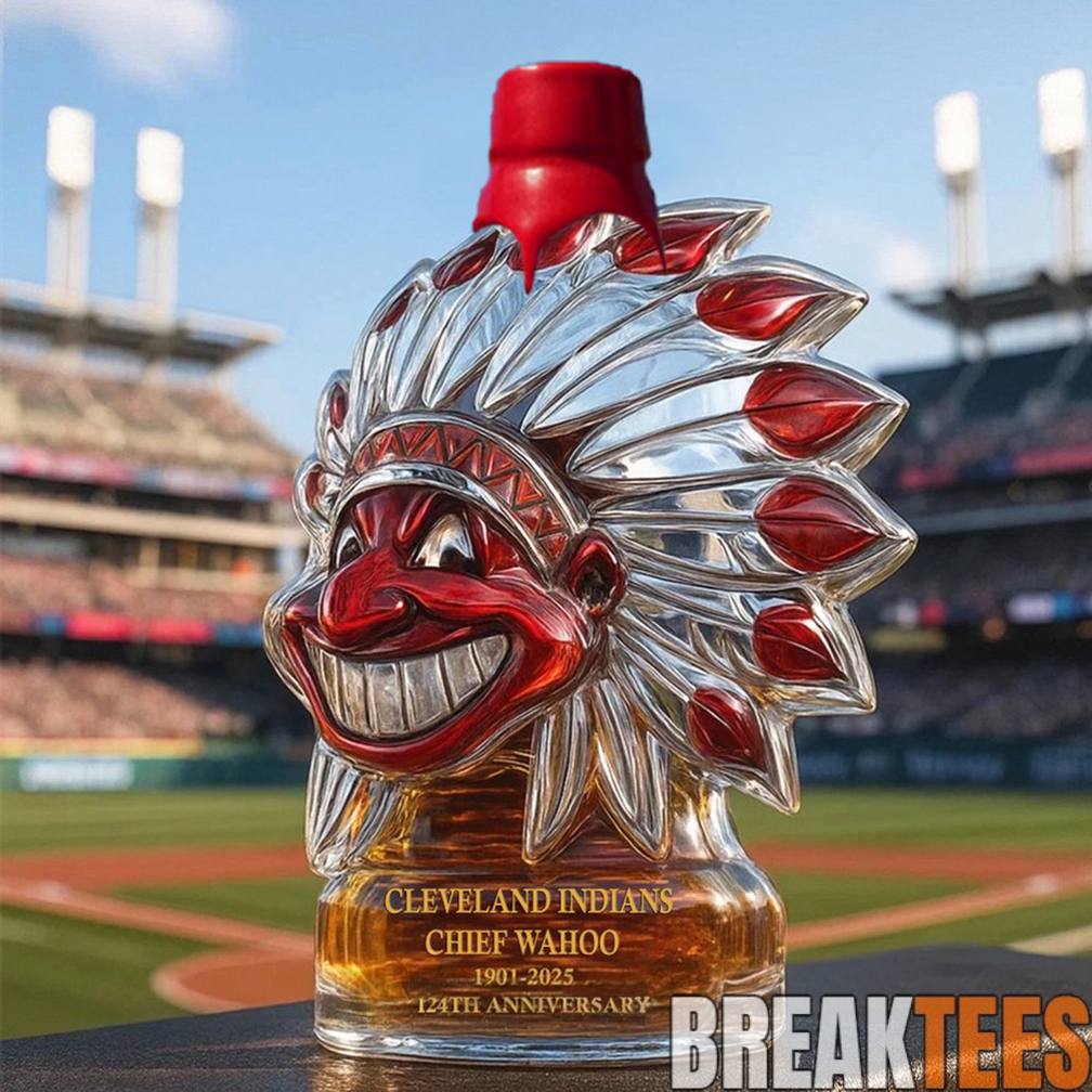 Cleveland Indians Chief Wahoo 124th Anniversary Whiskey Bottle