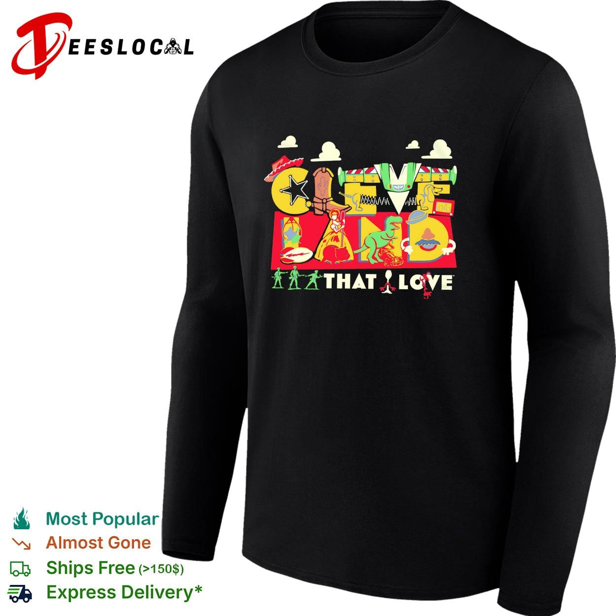 Cleveland That I Love Toy Story characters animated icon letters shirt