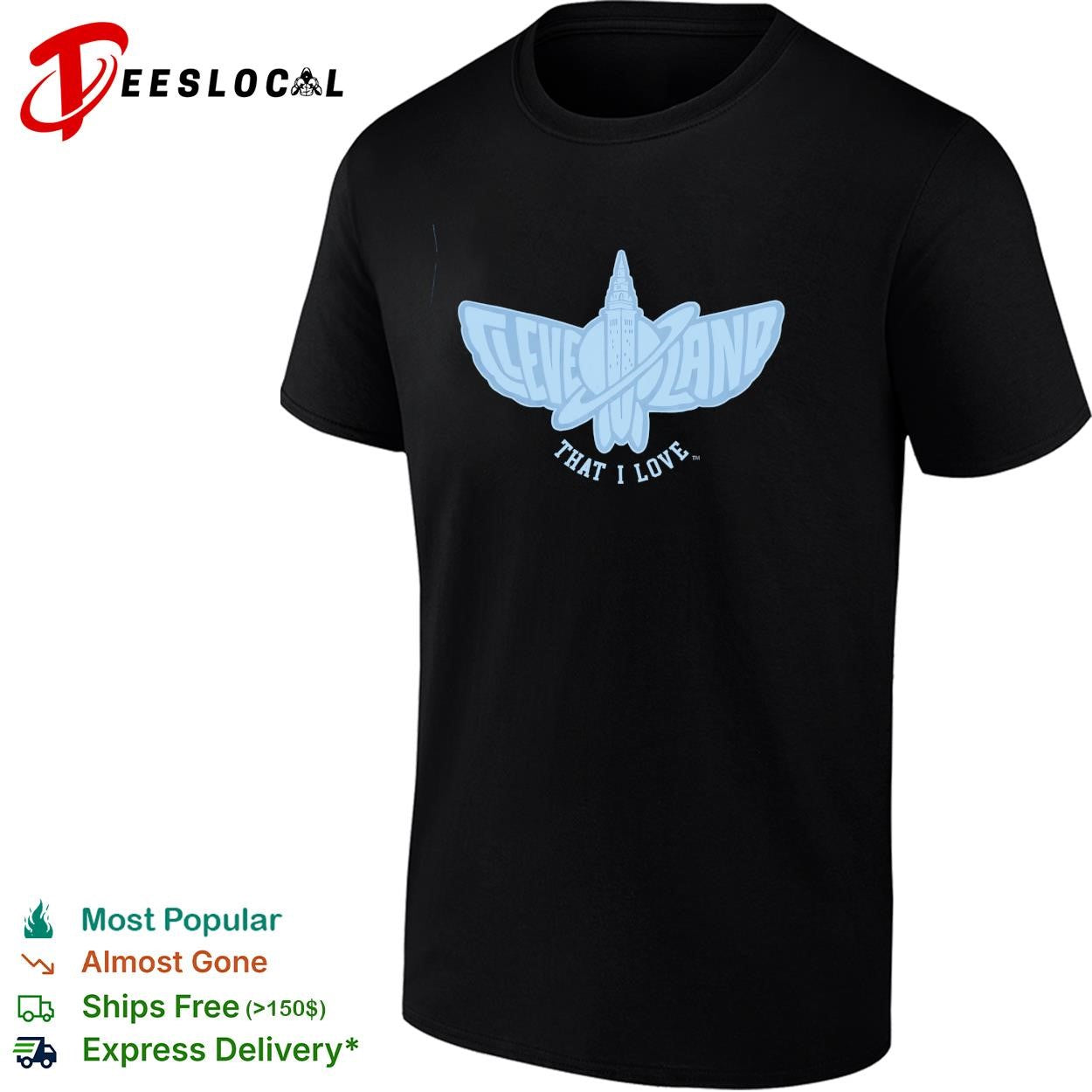 Cleveland That I Love city skyline moth butterfly logo shirt