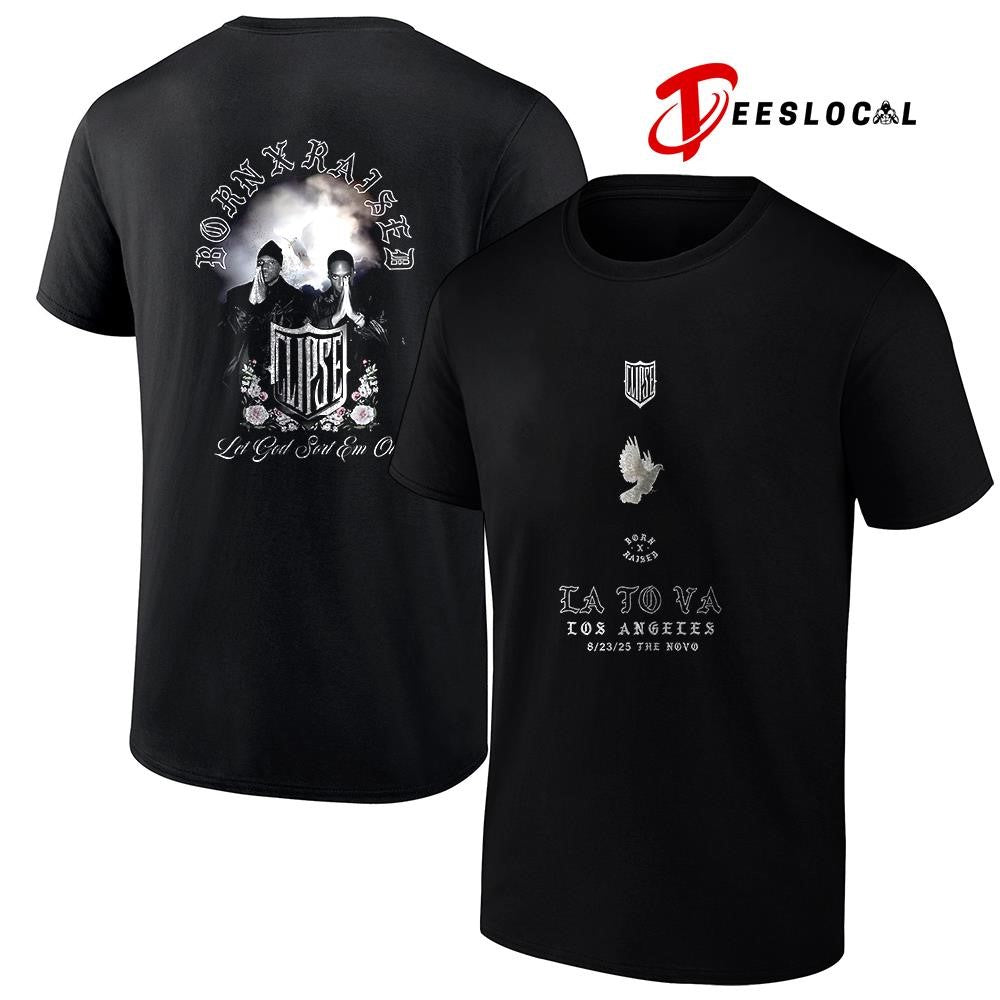 Clipse x Born X Raised Los Angeles to Virginia let God sort em out graphic shirt