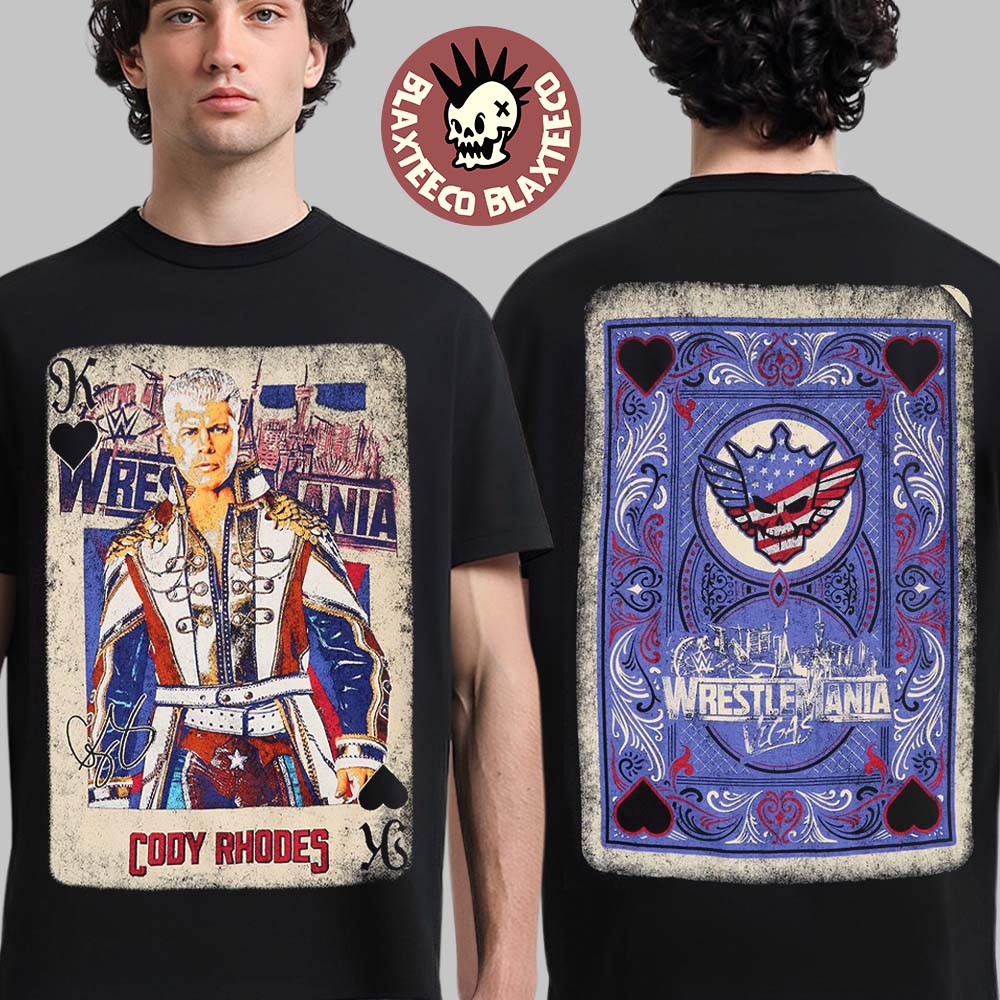 Cody Rhodes WWE Wrestlemania 42 Vegas Play Card Two Sided T-Shirt