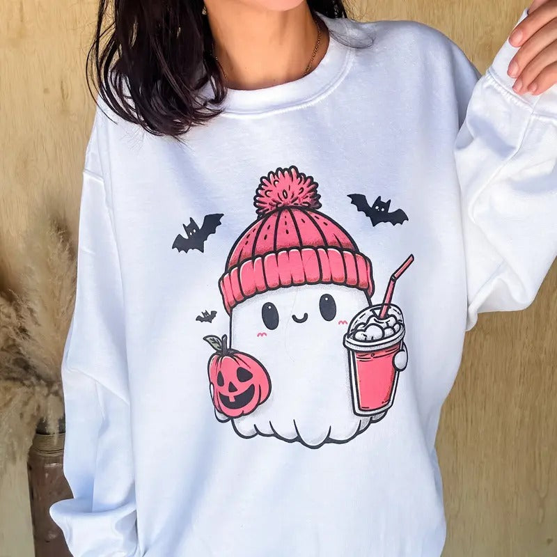 Coffee Ghost Pink Top T-Shirts