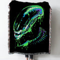 Colorful Xenomorph Woven Tapestry Throw Blanket with Fringe