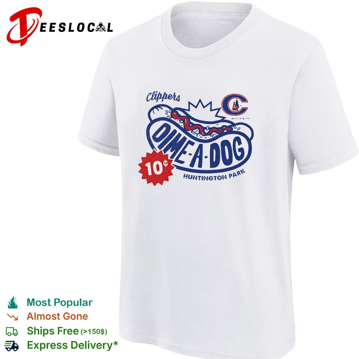Columbus Clippers dime a dog Huntington Park hot dog 10 cents shirt