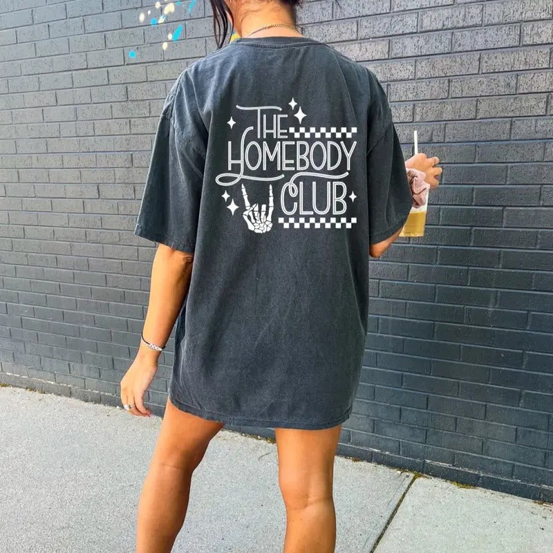 Comfort Colors Homebody Club Short Sleeve Casual Cotton Comfy Womenswear Shirt Loose Fit T-Shirts