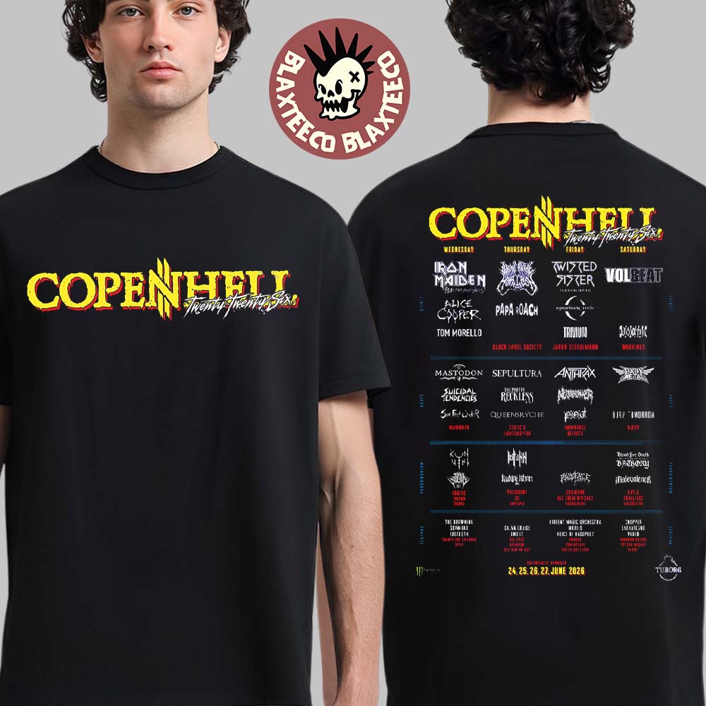 Copenhell Festival 2026 Full Lineup Copenhagen Denmark On 24 25 26 27 June 2026 Two Sided T-Shirt
