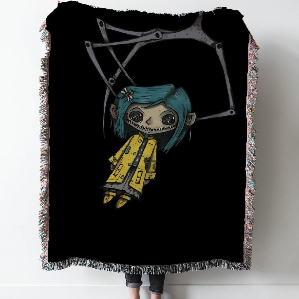 Coraline Woven Tapestry Throw Blanket with Fringe
