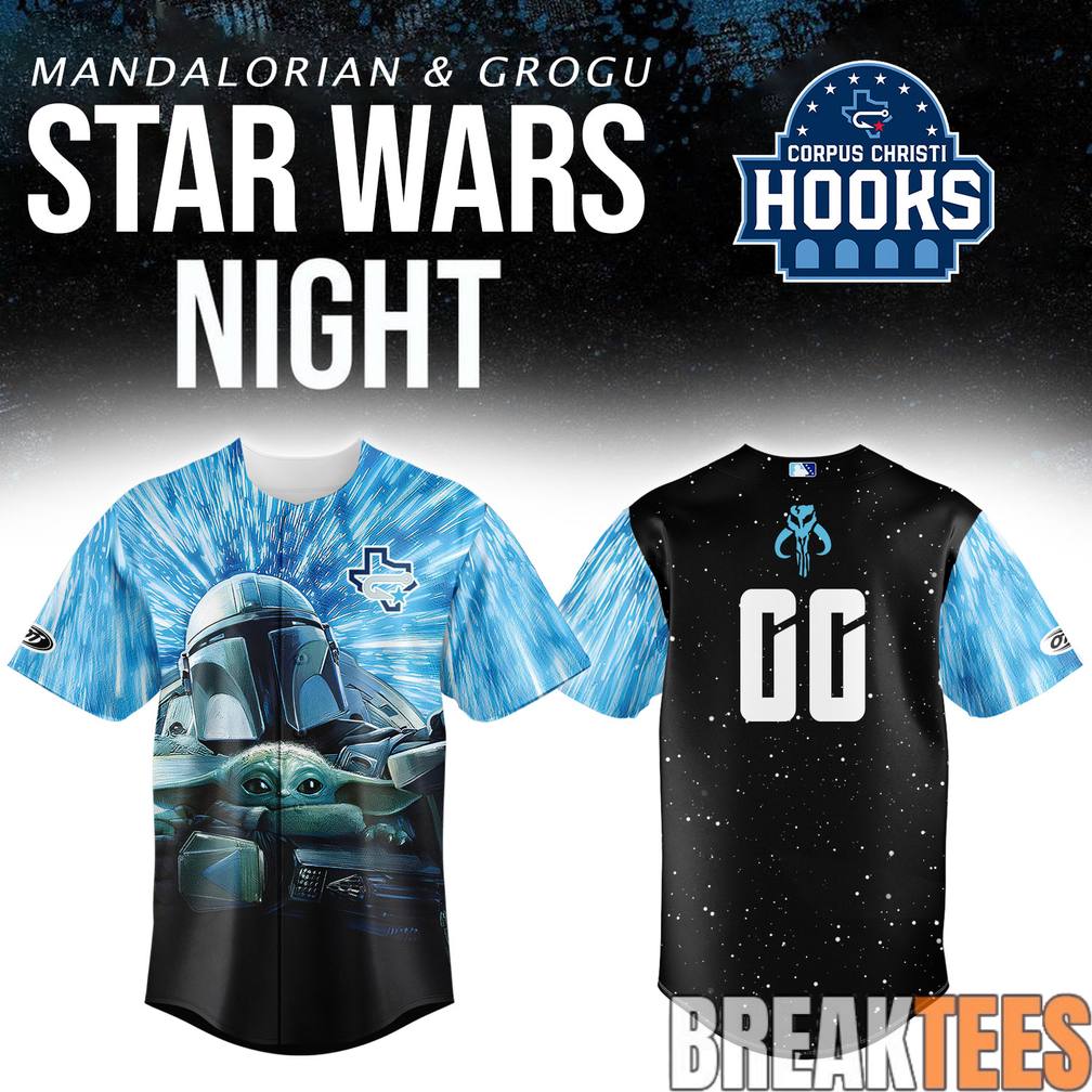 Corpus Christi Hooks x Star Wars Night Mandalorian & Grogu Custom Baseball Jersey