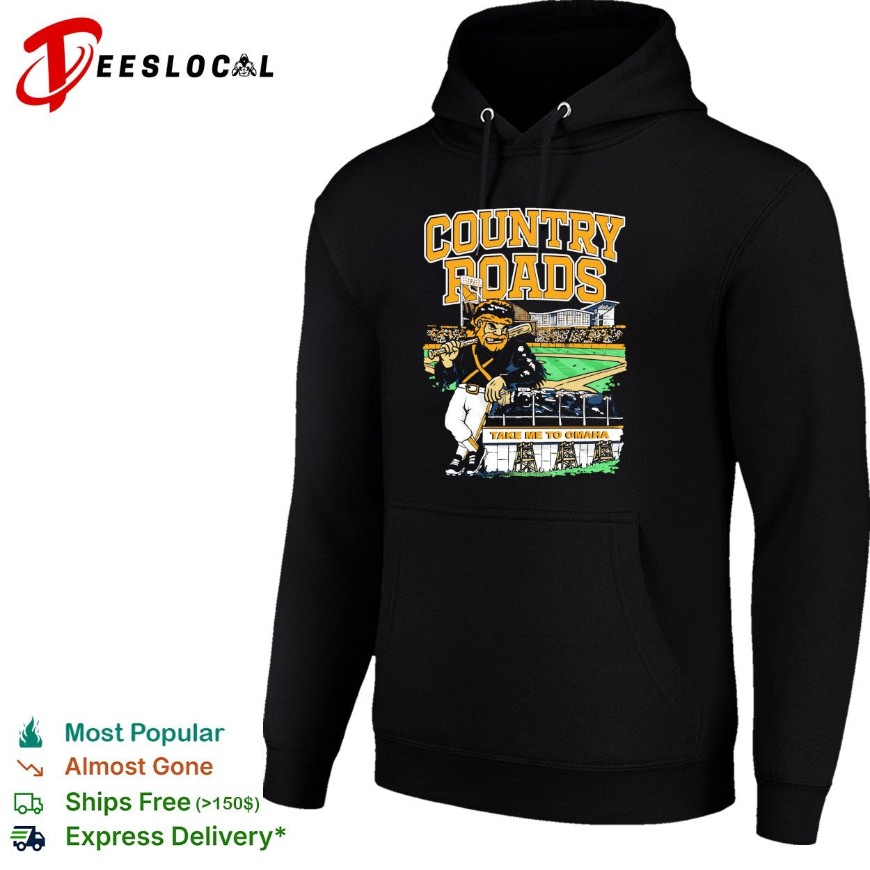 Country Roads Take Me To Omaha West Virginia Mountaineers Baseball Mascot Shirt