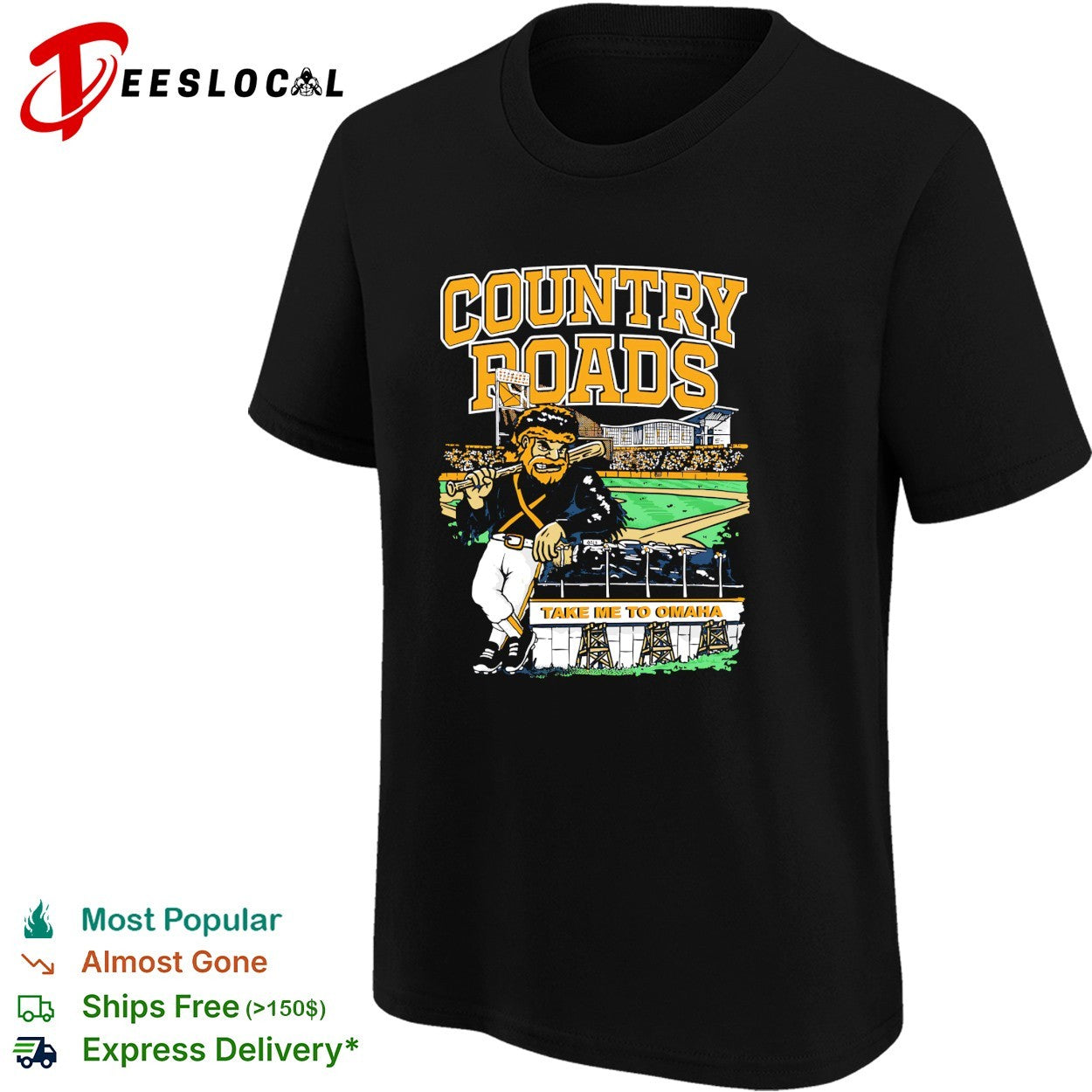 Country Roads Take Me To Omaha West Virginia Mountaineers Baseball Mascot Shirt