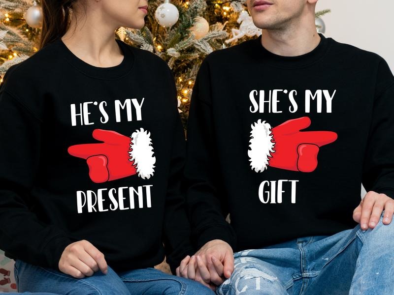 Couples Party She'S My He'S My Present Husband Wife Long Sleeve Funny Matching Boyfriend Girlfriend T-Shirts