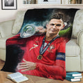 Cristiano Ronaldo Thropy Fleece Throw Blanket