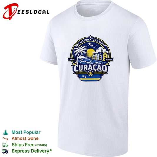 Curaçao one island one heart pride heritage tropical island emblem art shirt