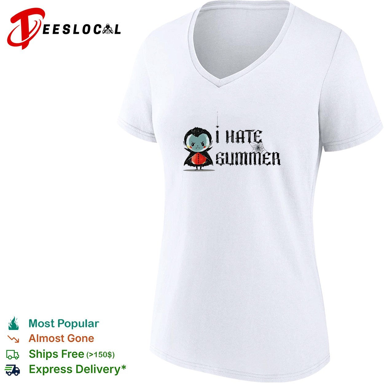 Cute vampire I hate summer Halloween humor shirt