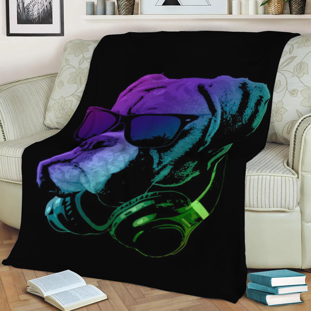 DJ Boxer Dog Fleece Throw Blanket