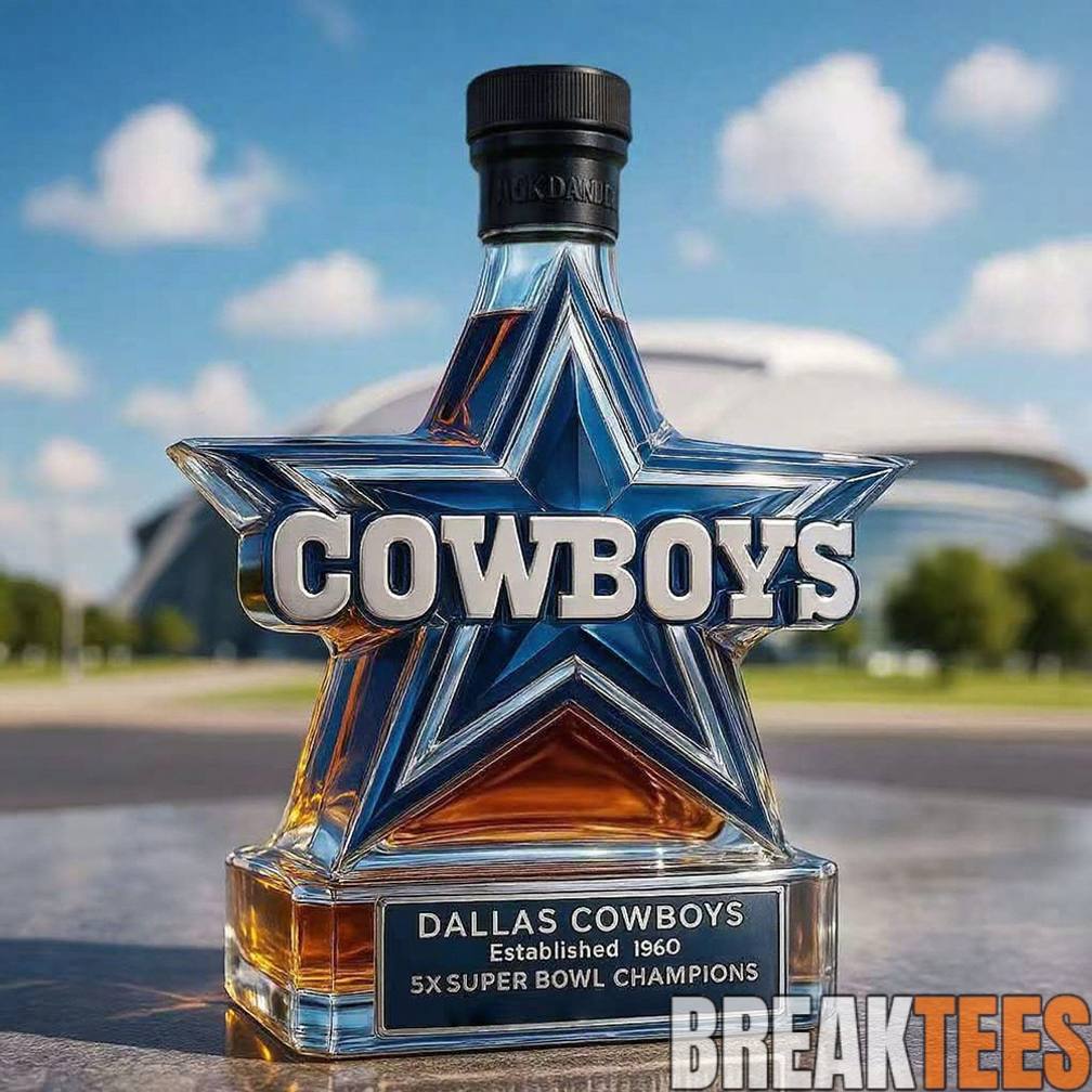 Dallas Cowboys 5x Super Bowl Champions Whiskey Bottle