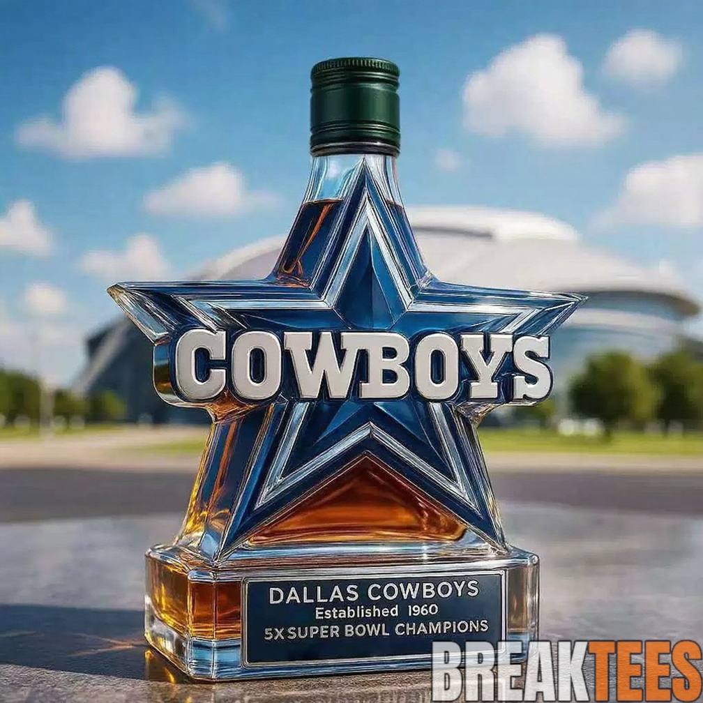 Dallas Cowboys 5x Super Bowl Champions Whiskey Bottle