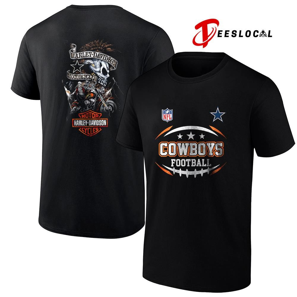Dallas Cowboys football Harley Davidson motor cycles skeleton shirt