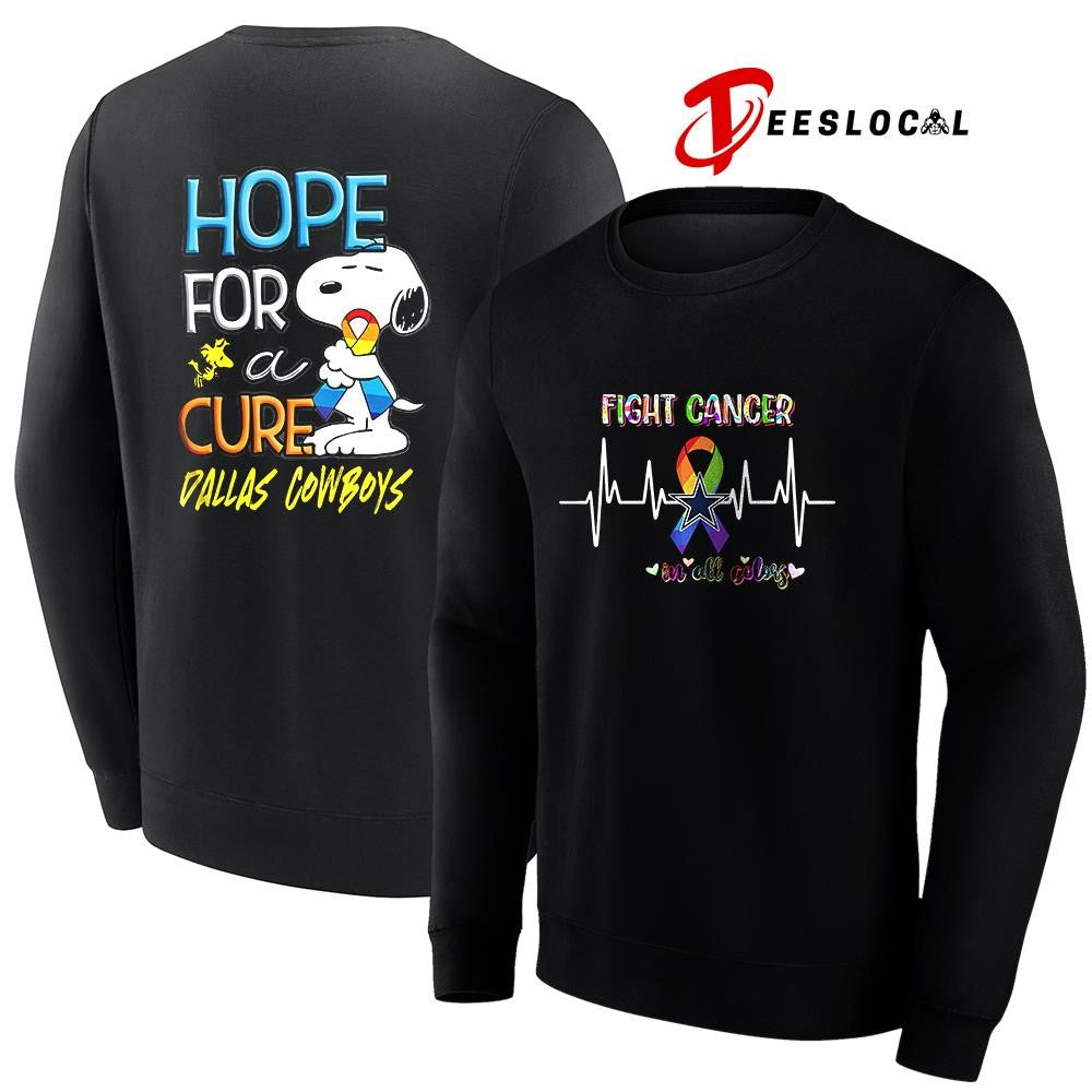 Dallas Cowboys x Peanuts Snoopy fight cancer in all colors hope for a cure shirt