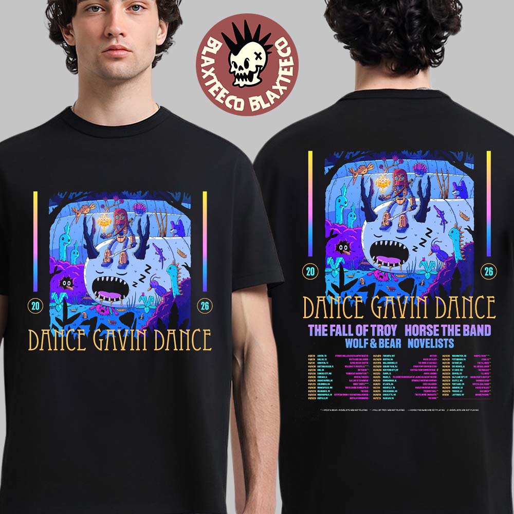 Dance Gavin Dance Summer North America Tour 2026 Schedule Dates Two Sided T-Shirt
