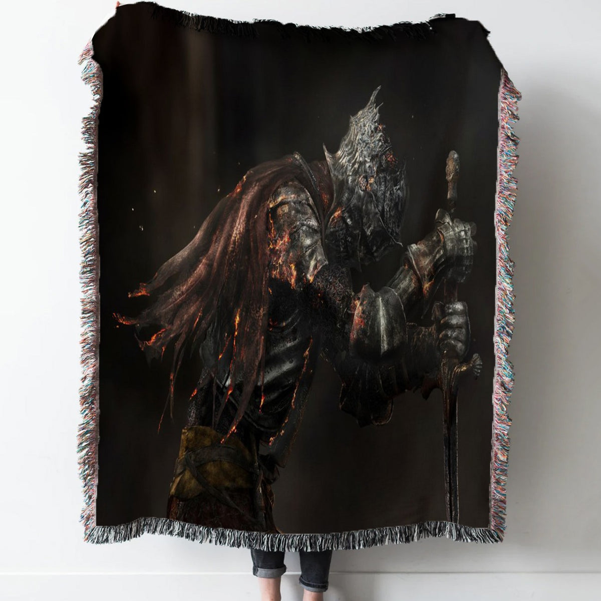 Dark Souls III Woven Tapestry Throw Blanket with Fringe