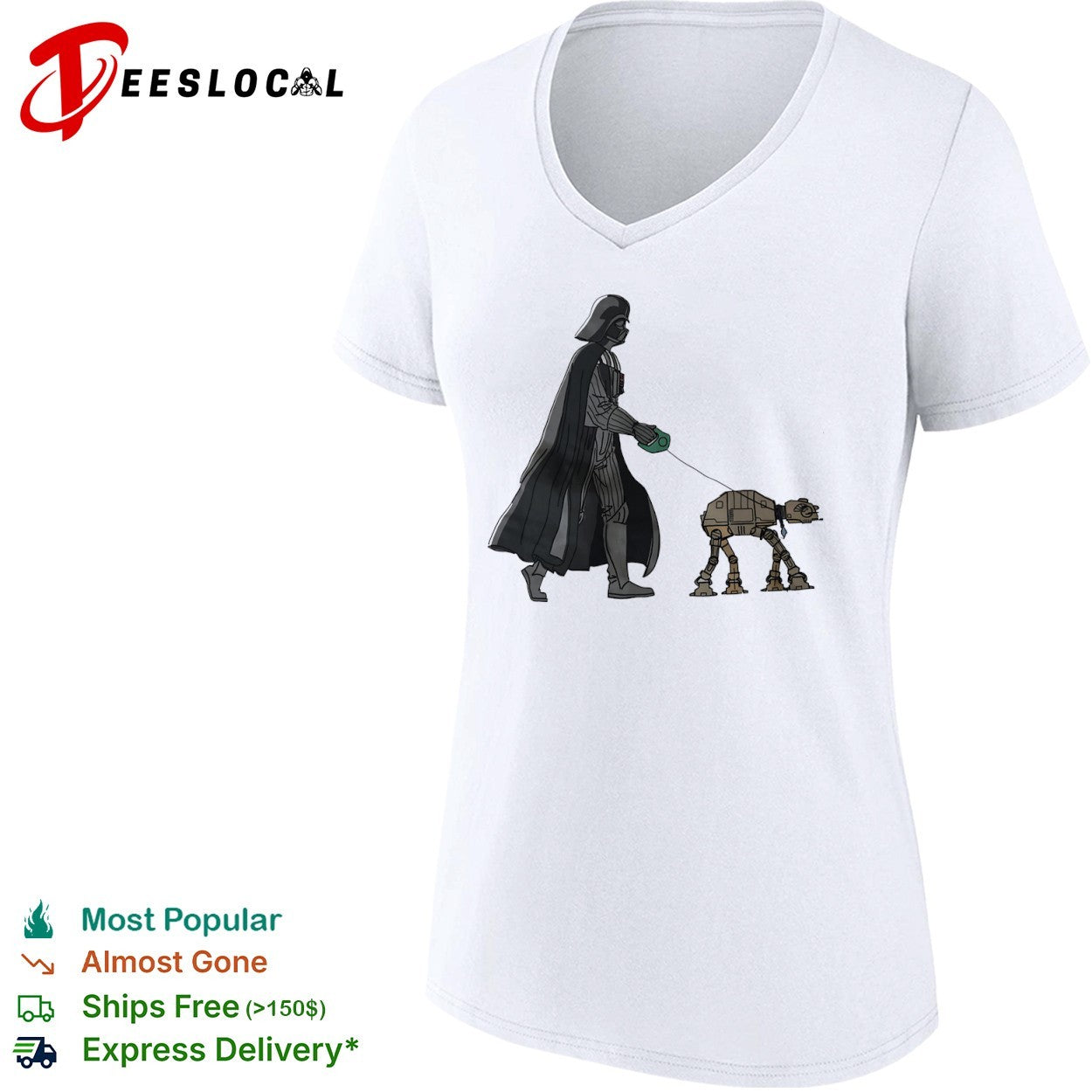 Darth Vader Walking an AT AT Star Wars Imperial Walker shirt