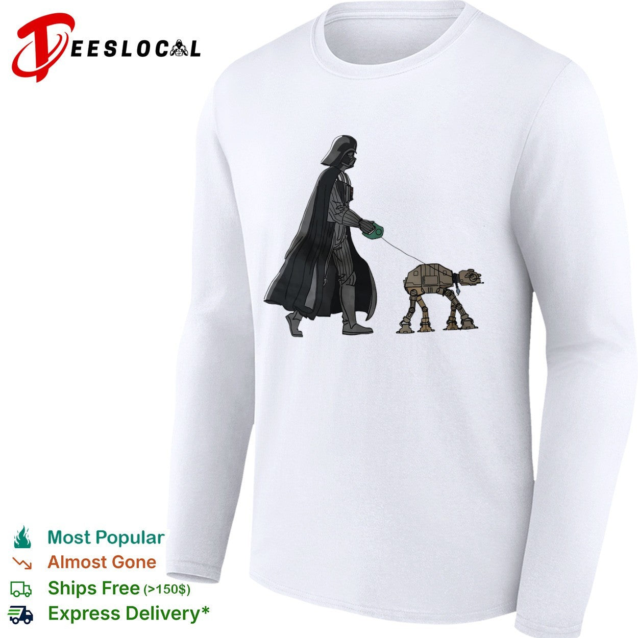 Darth Vader Walking an AT AT Star Wars Imperial Walker shirt
