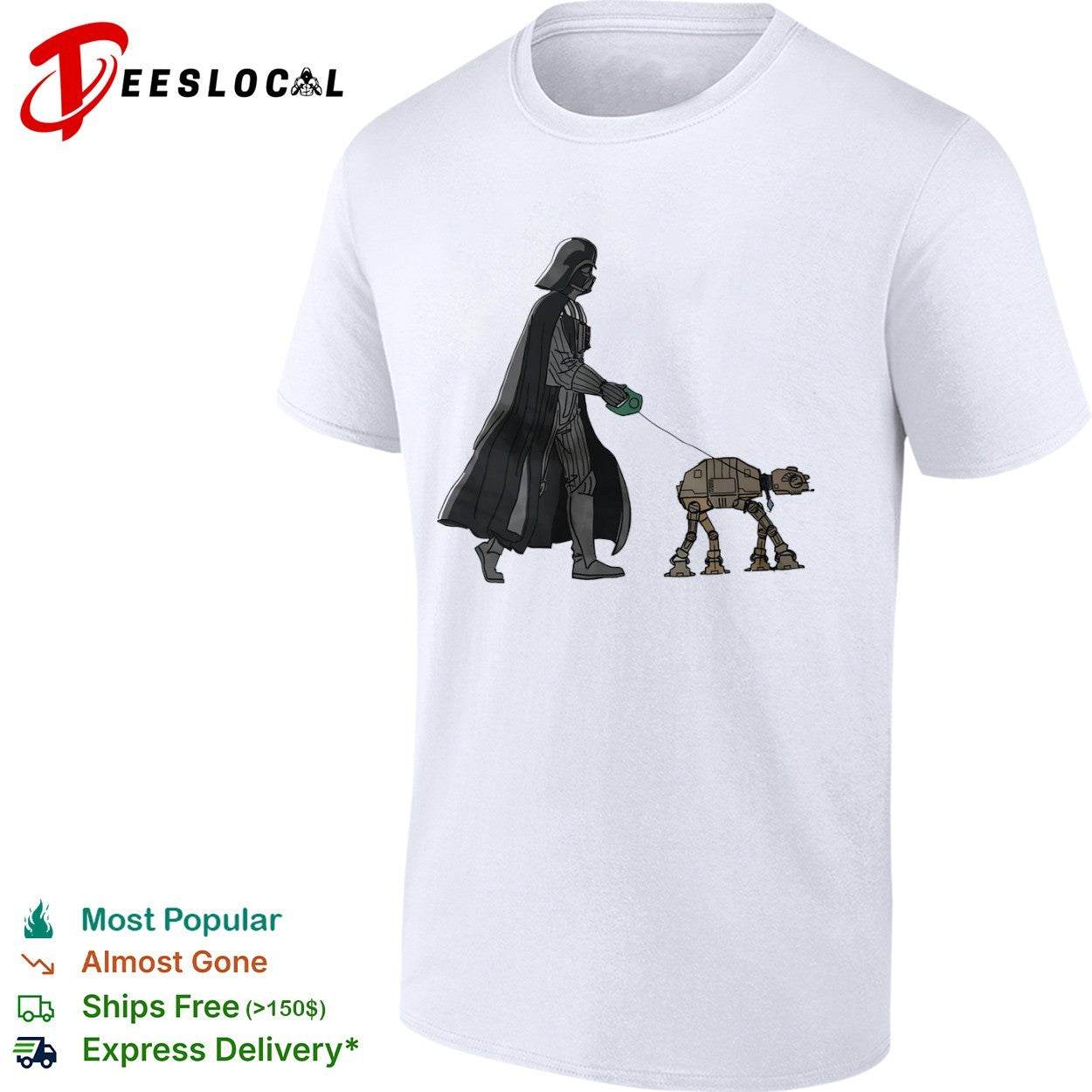 Darth Vader Walking an AT AT Star Wars Imperial Walker shirt