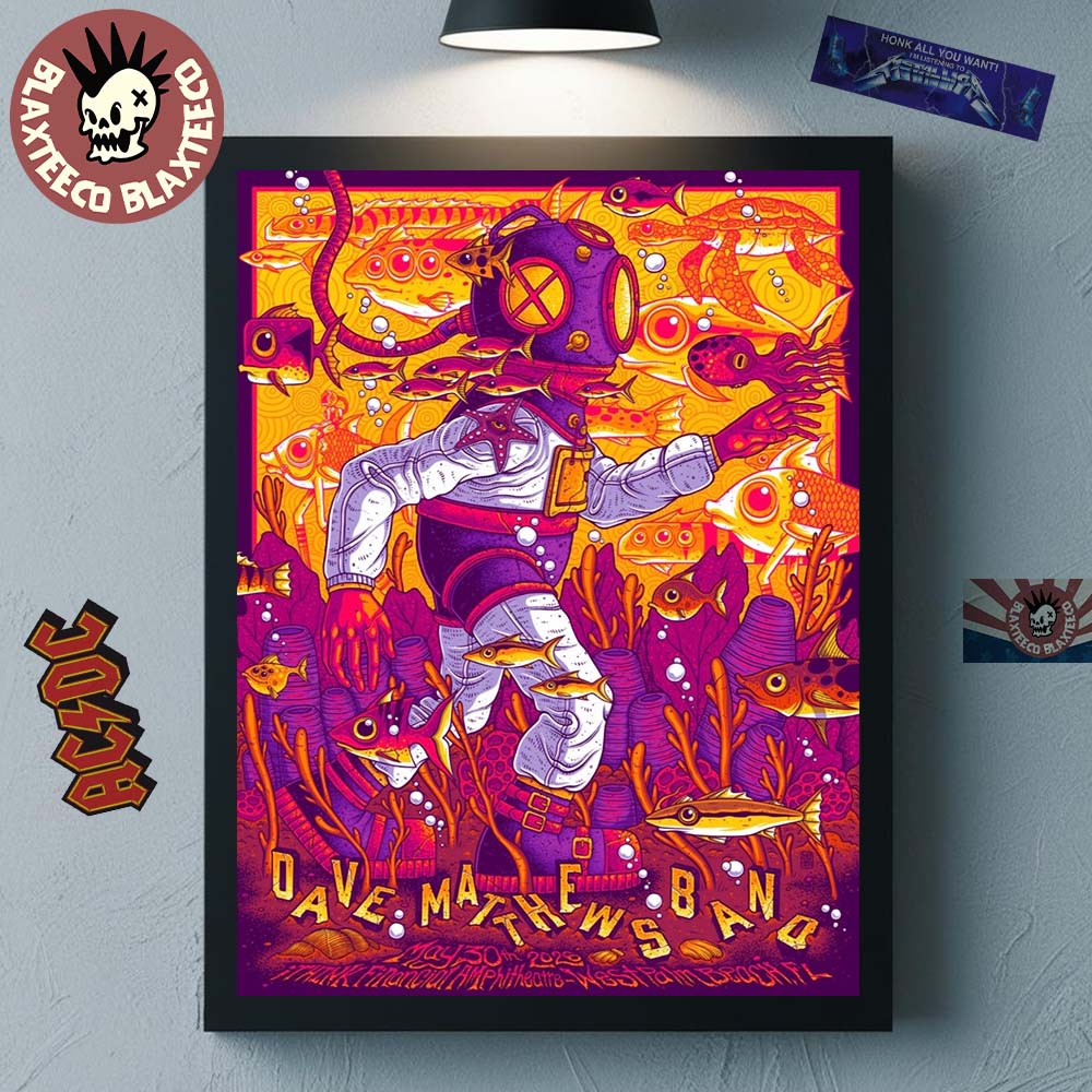 Dave Matthews Band West Palm Beach Florida 2026 Night 2 Gig Poster At IThink Financial Amphitheatre On May 30 2026 Home Decor Poster Canvas
